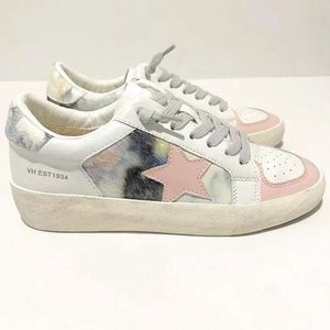 VINTAGE HAVANA White/Creme & Multi Tie-Dye Calf Hair Sneakers